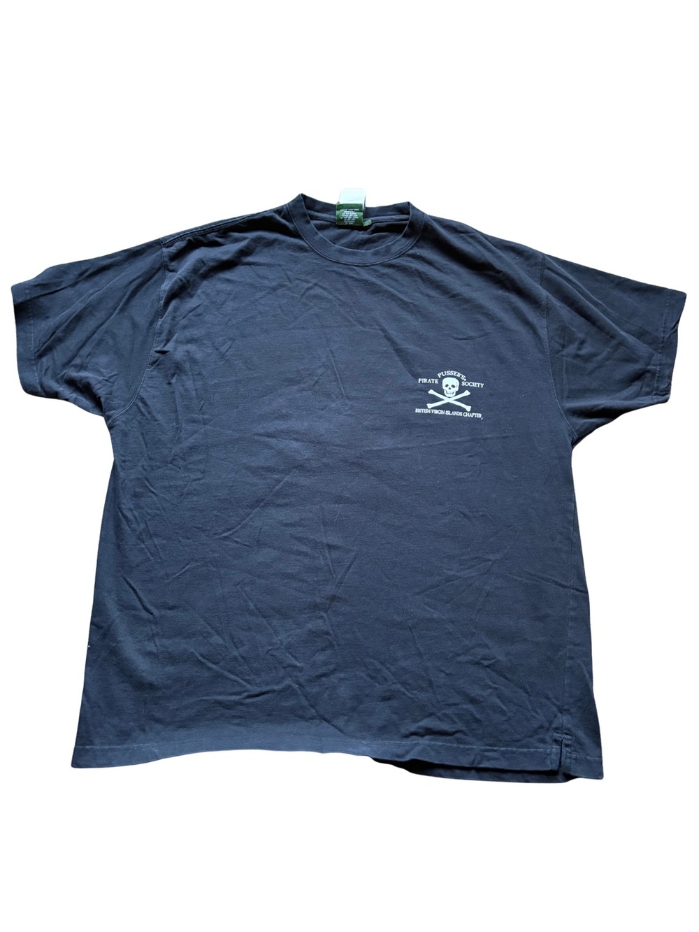 Men's Black Cotton Pusser's Pirate Society Skull Graphic T-Shirt 2XL